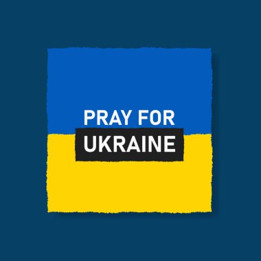 Ulusal bayrak taşıyan Ukrayna konsepti için dua edin. Ukrayna bayrağı dua eden konsept vektör çizimi. Barış için dua edin Ukrayna 'ya karşı savaşı durdurun..