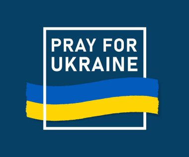 Ulusal bayrak taşıyan Ukrayna konsepti için dua edin. Ukrayna bayrağı dua eden konsept vektör çizimi. Barış için dua edin Ukrayna 'ya karşı savaşı durdurun..