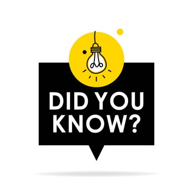 Ampul amblemli geometrik mesaj baloncuğunu biliyor muydun? İş ve reklam için pankart tasarımı. Vektör illüstrasyonu.