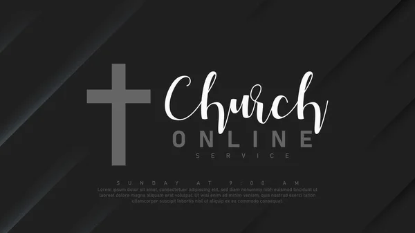 Vector Online Church Banner Поклоніння Ісусу Живе Свято Церкви Чорне — стоковий вектор