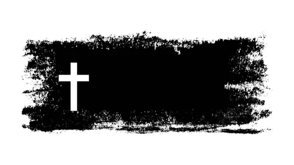 十字架的形状 文字空间 现代矢量标志 基督教的绘画 Grunge Background — 图库矢量图片