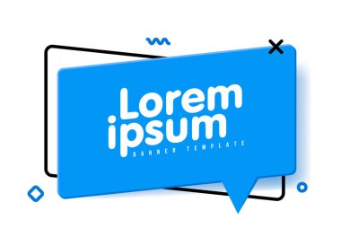 Gölgeli 3D Konuşma Baloncuğu. Vektör sohbet kutusu afişi. Etiket, etiket, rozet şablonu ve metin için boşluk. Soyut şekil arkaplanı.