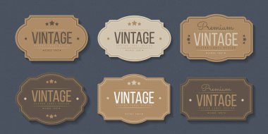Eski etiketler ve çerçeveler hazır. Tebrik kartları ya da davetiyeler için tasarım ögeleri. Dekoratif metin arkaplanları. Vektör illüstrasyonu.