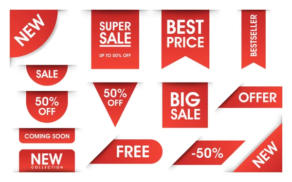 Preço Tags Coleção Vetorial Fita Venda Banners Isolados Novas Ofertas —  Vetores de Stock