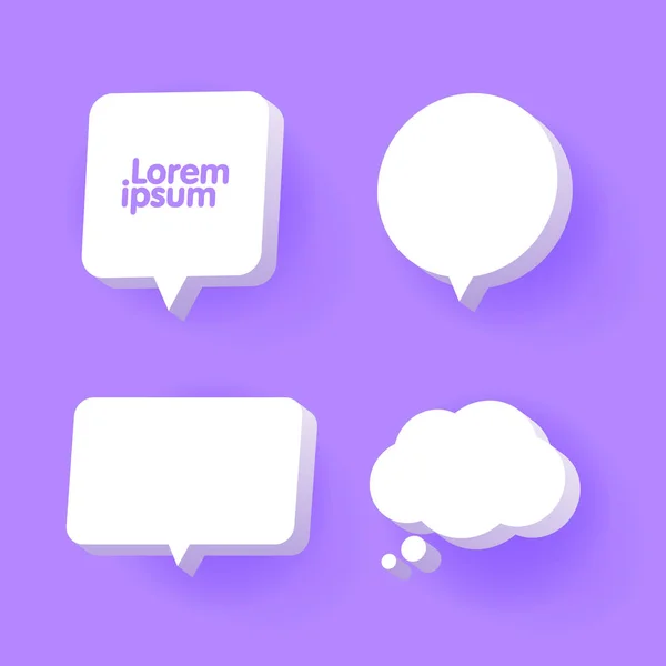 Purple Speech Bubble Chat Icon Collection Set Poster Und Aufkleber — Stockvektor