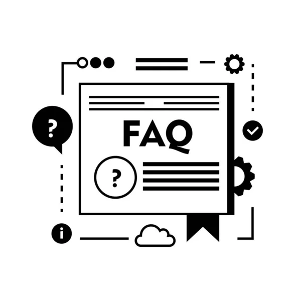 Faq Információk Line Design Egyetlen Elszigetelt Ikont Fehér Háttér Kiváló — Stock Vector