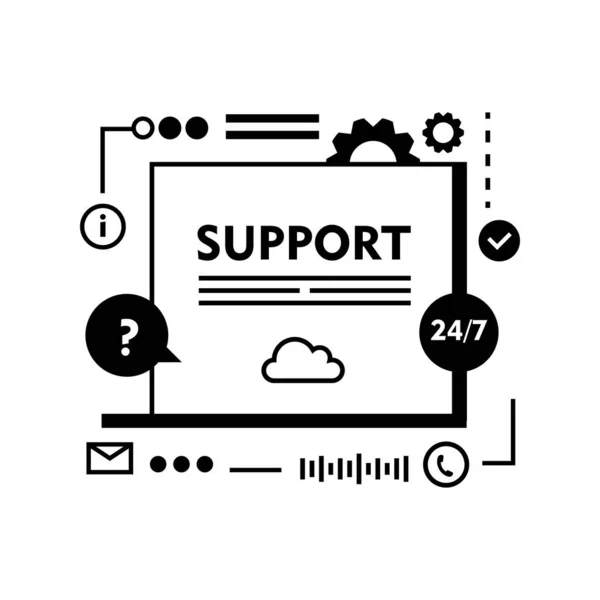 Aide Client Rempli Icône Design Icône Support Technique Service Informatique — Image vectorielle