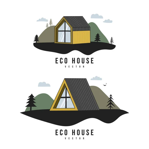 Flat Barnhouse Frame Mini House Logo Modern Two Storey House — Stock Vector