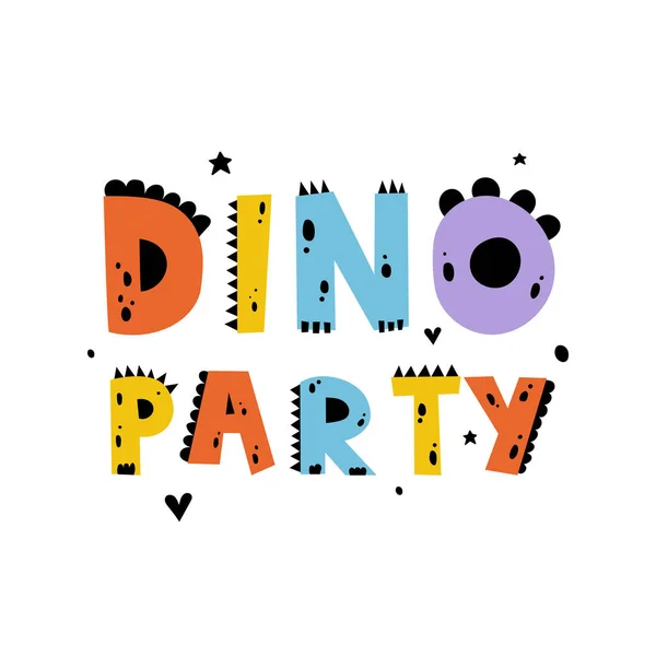 Dino Párt Aranyos Dinó Party Poszter Dinoszaurusz Betűk Baba Design — Stock Vector