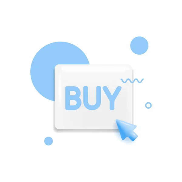 Comprar Botón Azul Estilo Plano Aislado Sobre Fondo Amarillo Ilustración — Vector de stock