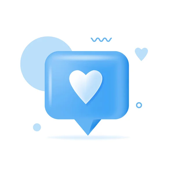 Notificación Redes Sociales Amor Como Icono Corazón Pin Azul Aislado — Archivo Imágenes Vectoriales