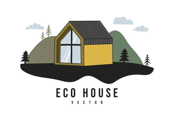 Flat Barnhouse Modern Two Storey House Background Nature Background Web Vector Graphics