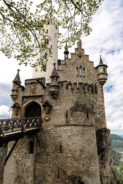 stock image Lichtenstein Castle in Baden-Wurttemberg, Germany. Scenic panorama of old castle on cliff