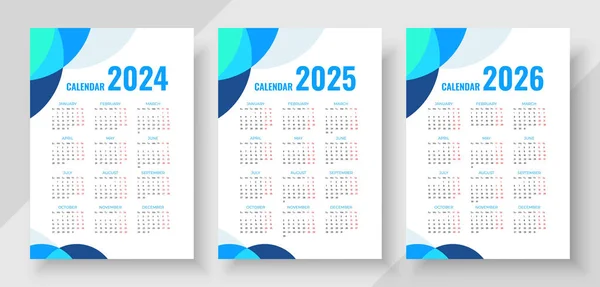 壁のカレンダー 2024 2026 — ストックベクタ