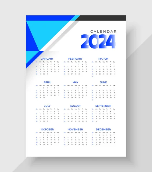 Wandkalender 2024 Template Design Print Ready One Page Wandkalender Vorlage — Stockvektor