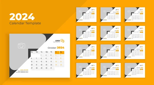 Kalender Template Voor 2024 Jaar Week Begint Zondag Kalender 2024 — Stockvector