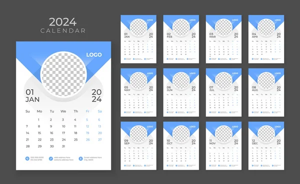 Векторний Настінний Календар 2024 Настінний Календар 2024 Шаблон Компанії Тиждень — стоковий вектор