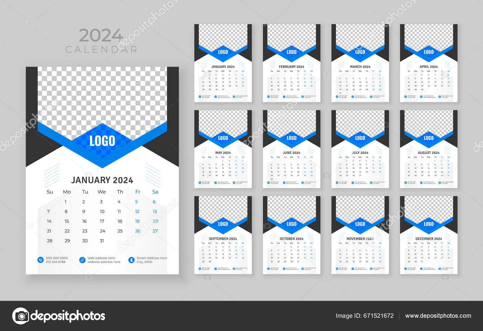 Vector Wall Calendar 2024 Wall Calendar 2024 Company Calendar Template Vector Wall Calendar 2024 Wall Calendar 2024 Company Calendar Template