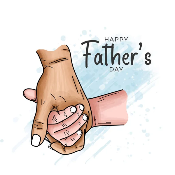 Feliz Dia Dos Pais Pai Segura Mão Uma Ilustração Infantil — Vetor de Stock