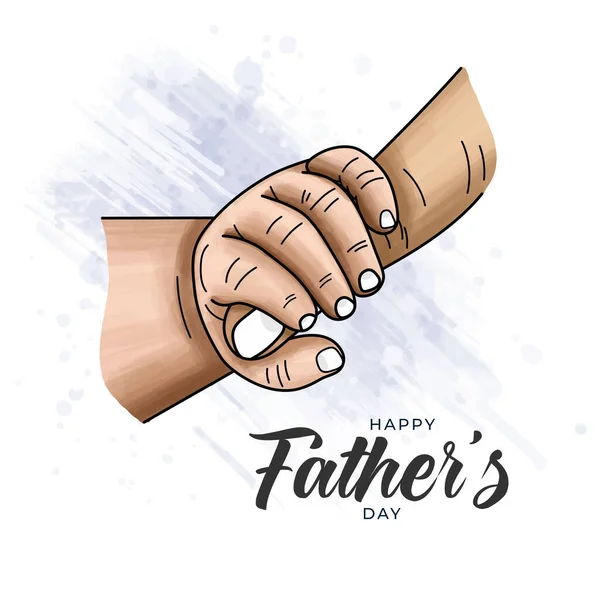Feliz Dia Dos Pais Pai Segura Mão Uma Pequena Ilustração — Vetor de Stock