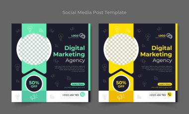 Dijital Pazarlama Ajansı sosyal medya şablonu, kurumsal sosyal medya paylaşımı ve İnternet afişi şablonu