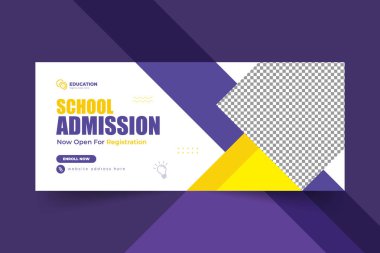 Okulun giriş kapağı web afişi şablon tasarımı