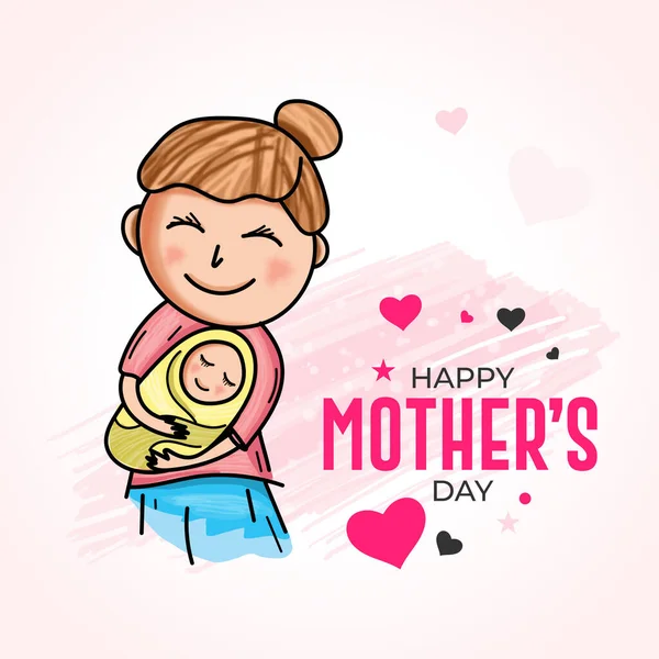 Ευτυχισμένες Μητέρες Ημέρα Ευχετήρια Κάρτα Εικονογράφηση Κινουμένων Σχεδίων Ευτυχισμένες Μητέρες — Διανυσματικό Αρχείο