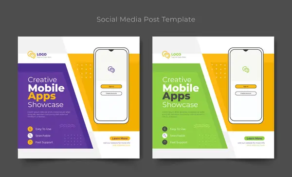 stock vector Creative mobile app promotion social media post and web banner template, Editable minimal square Mobile app promotion social media post banner template