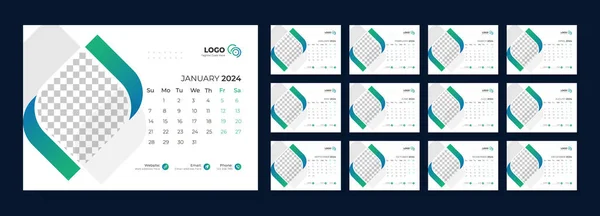 stock vector Desk Calendar 2024. Template for annual calendar 2024. Desk calendar calendar in a minimalist style.