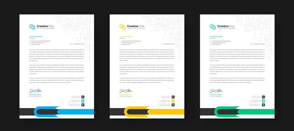 Modern Letterhead Design Template Color Variation Bundle Creative Letterhead Design — Stock Vector
