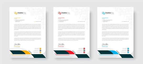 Moderne Briefkopf Design Vorlage Mit Farbvariantenbündel Kreative Briefkopf Design Vorlage — Stockvektor
