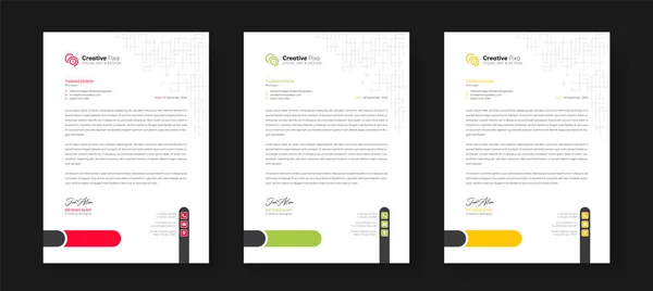 Corporate Moderne Briefkopf Design Vorlage Mit Farbvariationsbündel Kreative Briefkopf Design — Stockvektor
