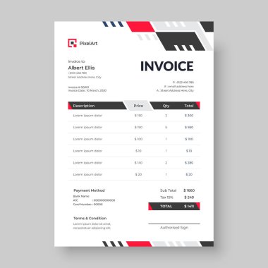 Minimal Corporate Business Invoice tasarım şablonu, Business kırtasiye tasarımı