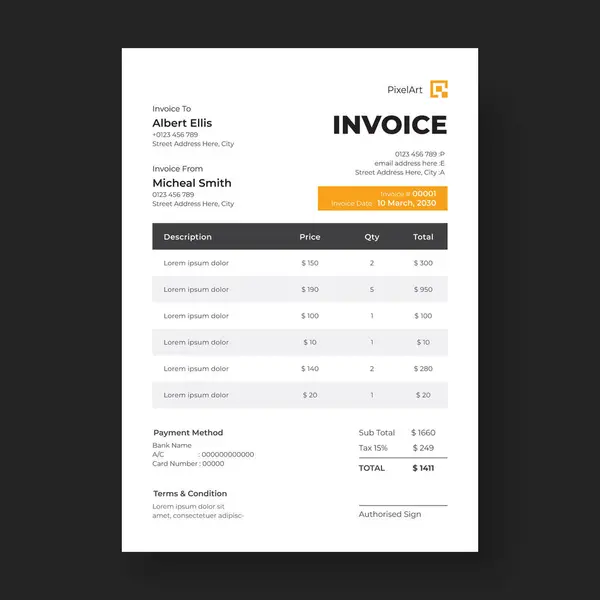 stock vector Minimal invoice template vector design
