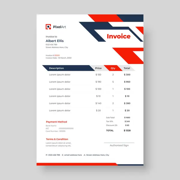 stock vector Minimal invoice template vector design