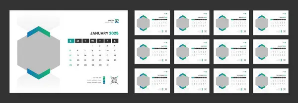 stock vector Desk Calendar Template 2025. Week start on Sunday. Minimalist desk calendar 2025 template.