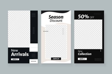 Instagram 'da düzenlenebilir yeni moda satış şablonu. Sosyal medya hikayeleri paylaşımı ve mobil reklamlar için uygun.