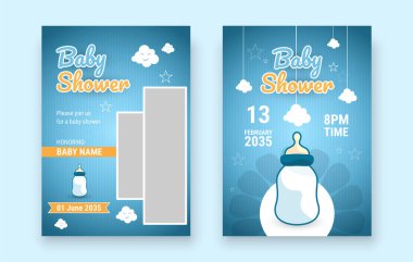 Bebek partisi düz davet şablonu