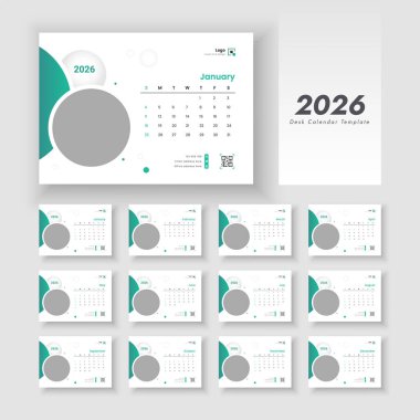 Masa Takvimi Şablonu 2026. Hafta pazar günü başlıyor..