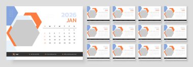 Modern yeni yıl 2026 masa takvimi şablonu, Masa takvimi şablonu 2026