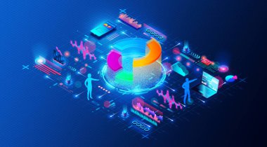 Veri Mühendisliği ve Hizmet Olarak Veri Konsepti - Ölçekte Veri Toplama ve Analiz Etme Sistemlerinin Uygulaması - 3B İllüstrasyon