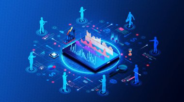 Halkın Analitik ve İK Analitik Konsepti - Kritik Yetenek ve İş Sonuçlarını Geliştirmek için İnsan Kaynakları Verilerinin Toplanması ve Uygulaması - 3B İllüstrasyon