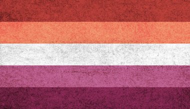 Lesbian Flag - Five-stripes Variant of the Orange-pink Lesbian Flag - Colorful Background with Gritty Texture