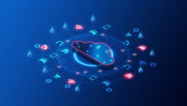 Nesnelerin İnterneti için Bulut Hesaplama - IoT Aygıtlarından Bilgi Toplama ve İşleme Servisi - 3B İllüstrasyon