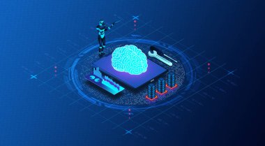 AIOps Concept - Artificial Intelligence for IT Operations - The Use of AI and ML Technologies to Automate and Enhance IT Operations - 3D Illustration clipart