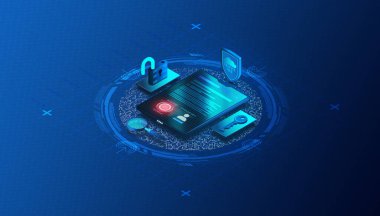 Kimlik Doğrulama ve Tanımlama Dijital Teknolojileri Konsepti - Güvenli Yetkilendirme Süreci Oluşturuluyor ve Doğru Kişilere Dijital Erişim Sağlanıyor - 3B İllüstrasyon