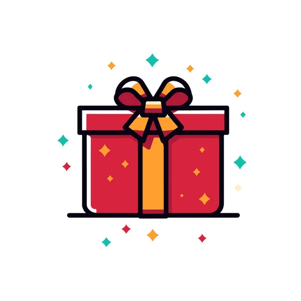 Χριστουγεννιάτικο Κουτί Δώρου Επίπεδη Διανυσματική Απεικόνιση — Διανυσματικό Αρχείο