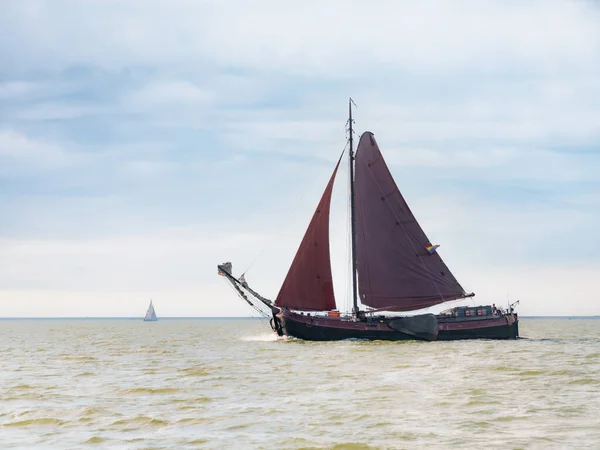 Ijsselmeer Netherlands Sep 2021 Traditional Sail Barge Tjalk Sailing Brown — Stock Photo, Image
