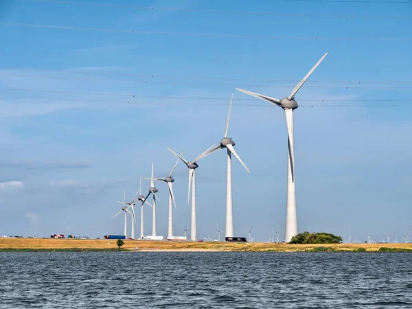 Ketelmeer Netherlands Sep 2021 Роу Вітрових Турбін Вітровій Електростанції Узбережжі — стокове фото