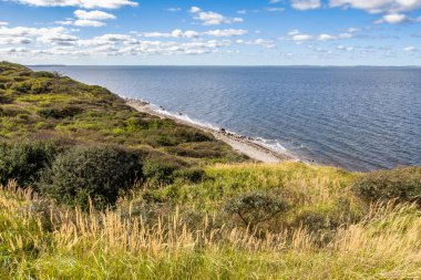 Livo Adası, Nordjylland, Danimarka 'daki Limfjord Denizi manzarası